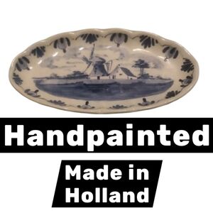 Hand-Painted Delft Blue Oval Dish Elesva Delfts Blauw Handpainted Holland Made